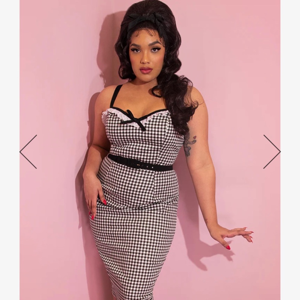 vixen by micheline pitt gingham dress 2x no belt